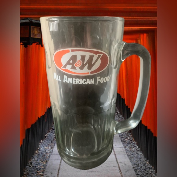 Vintage A&W All American Food Dimpled Glass Mug Heavy Tall Americana - Picture 1 of 9